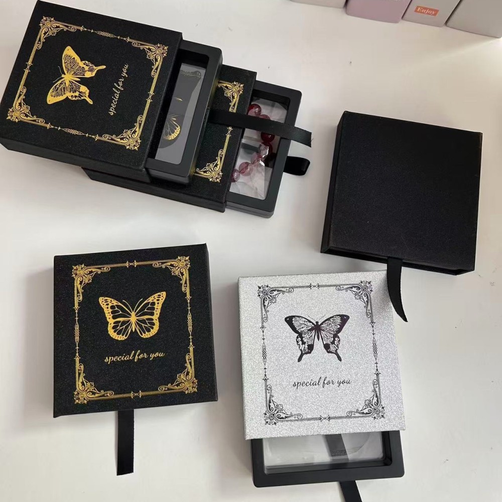 Boîte À Bijoux En Papier Papillon, Logos Personnalisés Disponibles Image3