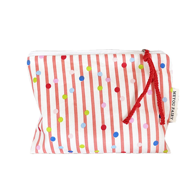1 Trousse De Maquillage Pour Femme, Motif Cœur Et Pois Image4
