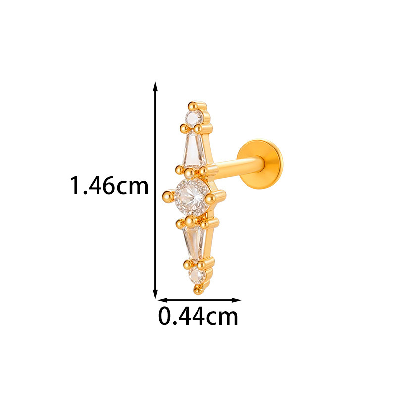 Boucles D'Oreilles Perçantes Élégantes En Forme De Fleur, Couleur Cuivre Et Or, Zircone, Pour Femme, 1 Pièce Image2