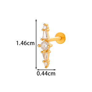 Boucles D'Oreilles Perçantes Élégantes En Forme De Fleur, Couleur Cuivre Et Or, Zircone, Pour Femme, 1 Pièce h5 Image2