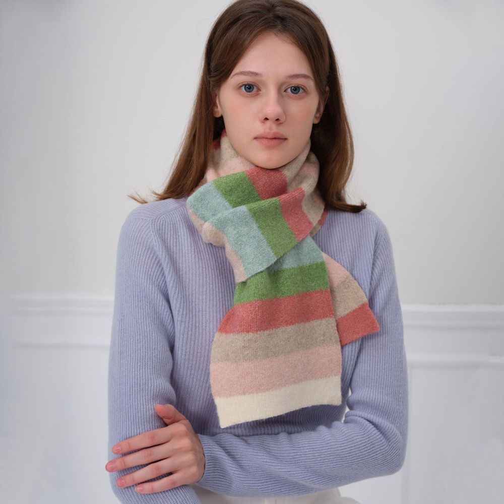 1 Écharpe D'Hiver En Polyester À Rayures Vogue Pour Femme Image3