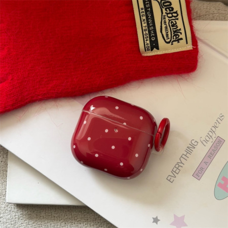 Étui pour écouteurs vintage à pois bordeaux pour femme, 1 pièce