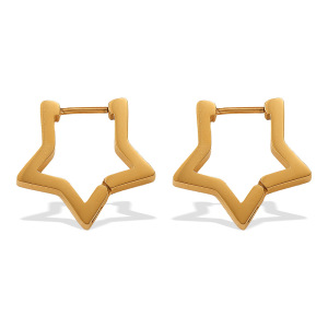 1 Paire De Boucles D'Oreilles Créoles En Acier Inoxydable Doré, Étanches, En Forme D'Étoile h5 Image4