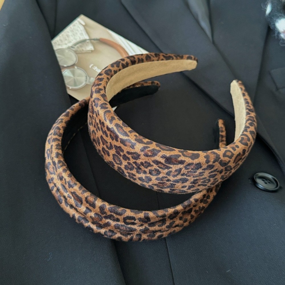 1 Élastique À Cheveux Rétro En Tissu Imprimé Léopard Pour Femme Image2