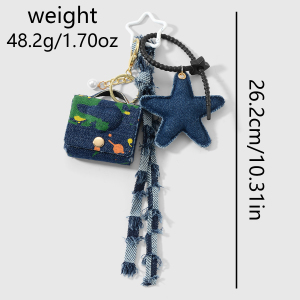 1 Pièce De Breloque De Sac En Dentelle Étoile En Denim h5 Image2