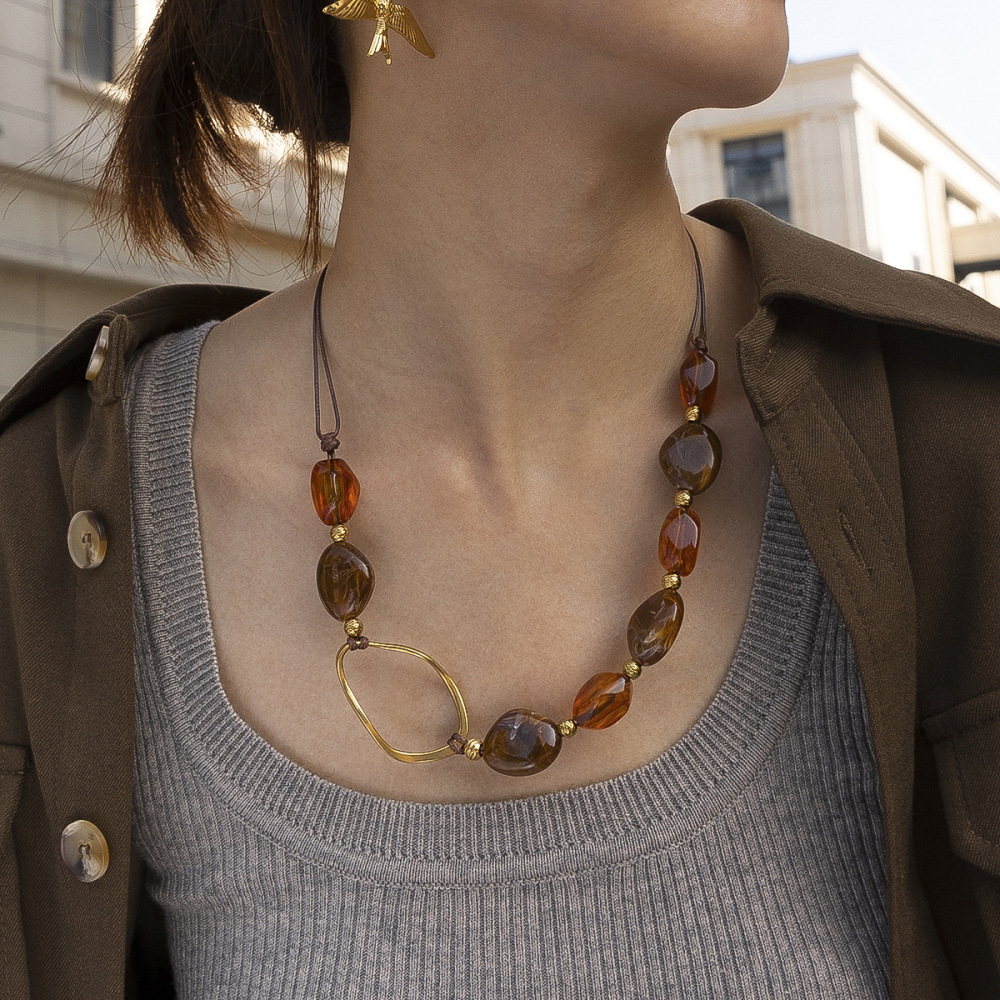 Collier De Perles En Acrylique De Forme Irrégulière, 1 Pièce Image3