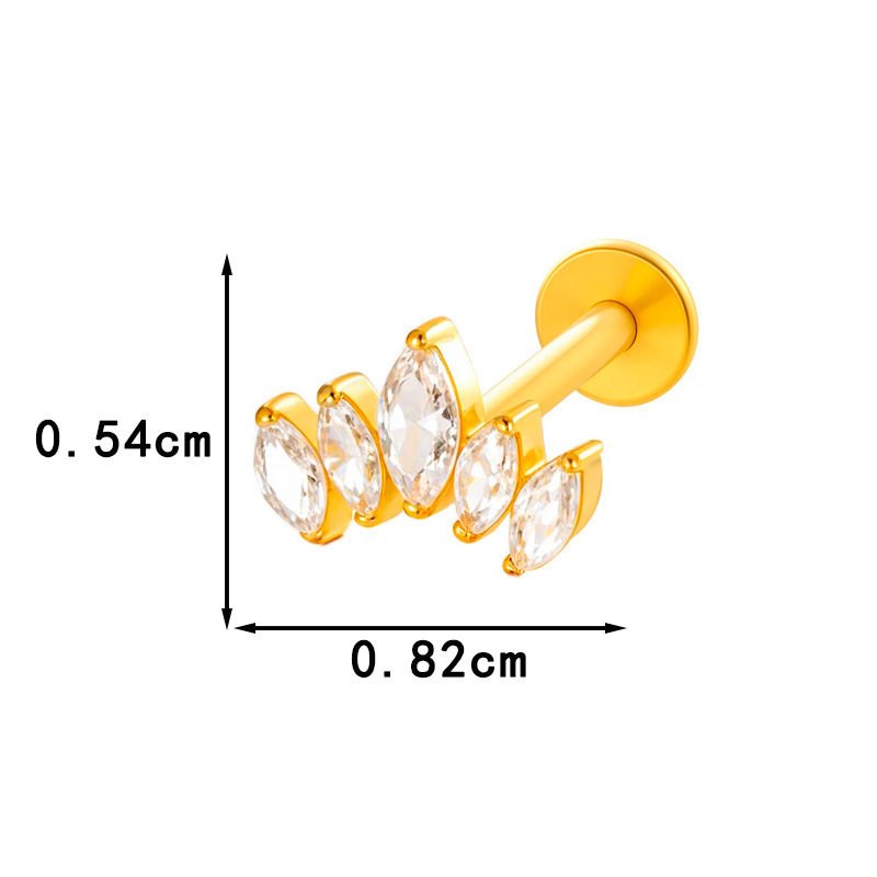Boucles D'Oreilles Percées Classiques En Alliage De Titane Et Zircone Couleur Or Pour Femme, 1 Pièce Image2