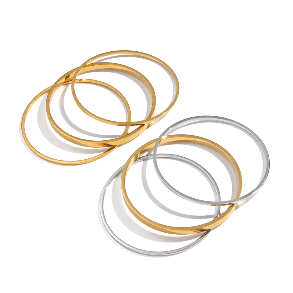 Bracelet Jonc Étanche En Acier Inoxydable, Couleur Unie, 1 Pièce Image6