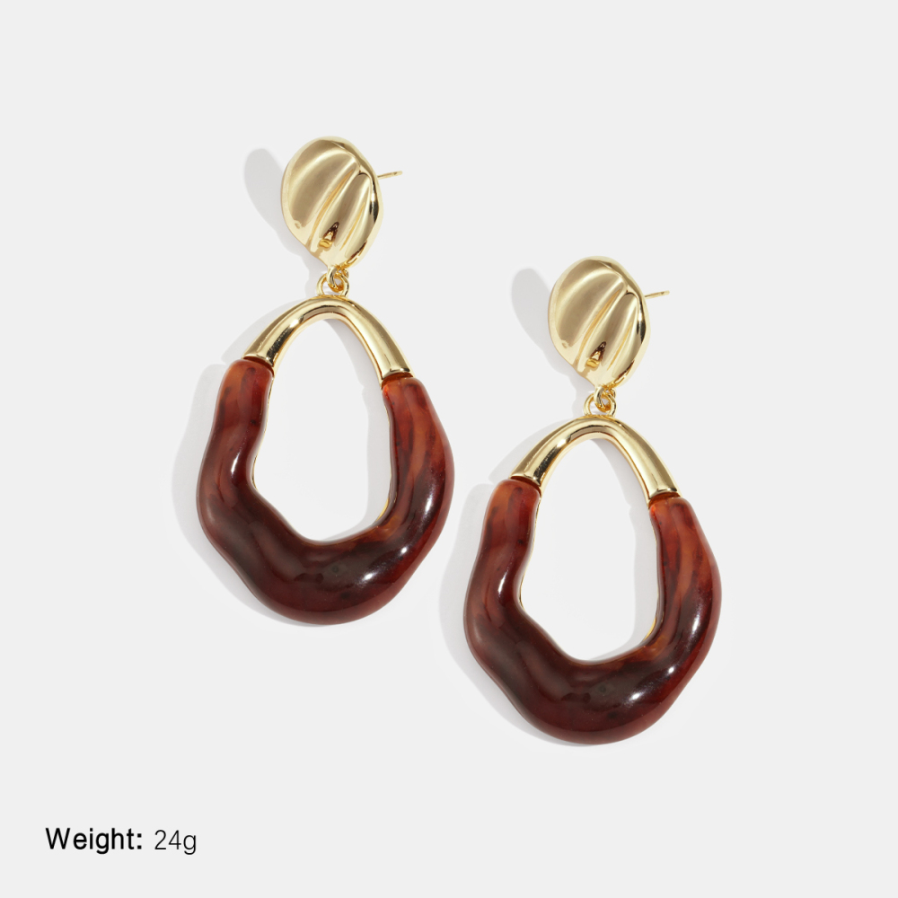 1 Paire De Boucles D'Oreilles Pendantes En Résine De Forme Irrégulière Image2