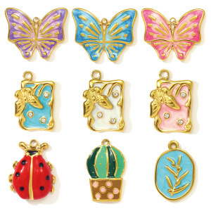 Pendentif Papillon Rayonnant En Acier Inoxydable Étanche Couleur Or (1 Pièce) h5 Image5