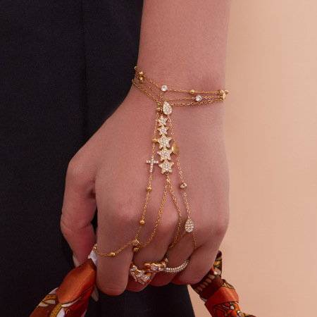 Bracelet chaîne femme classique en acier inoxydable, étanche, couleur or, orné d'un zircon (1 pièce). 2