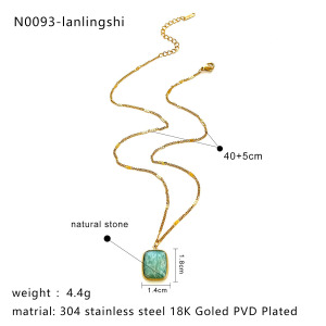 Collier Pendentif En Acier Inoxydable Avec Pierre Naturelle, 1 Pièce h5 Image2
