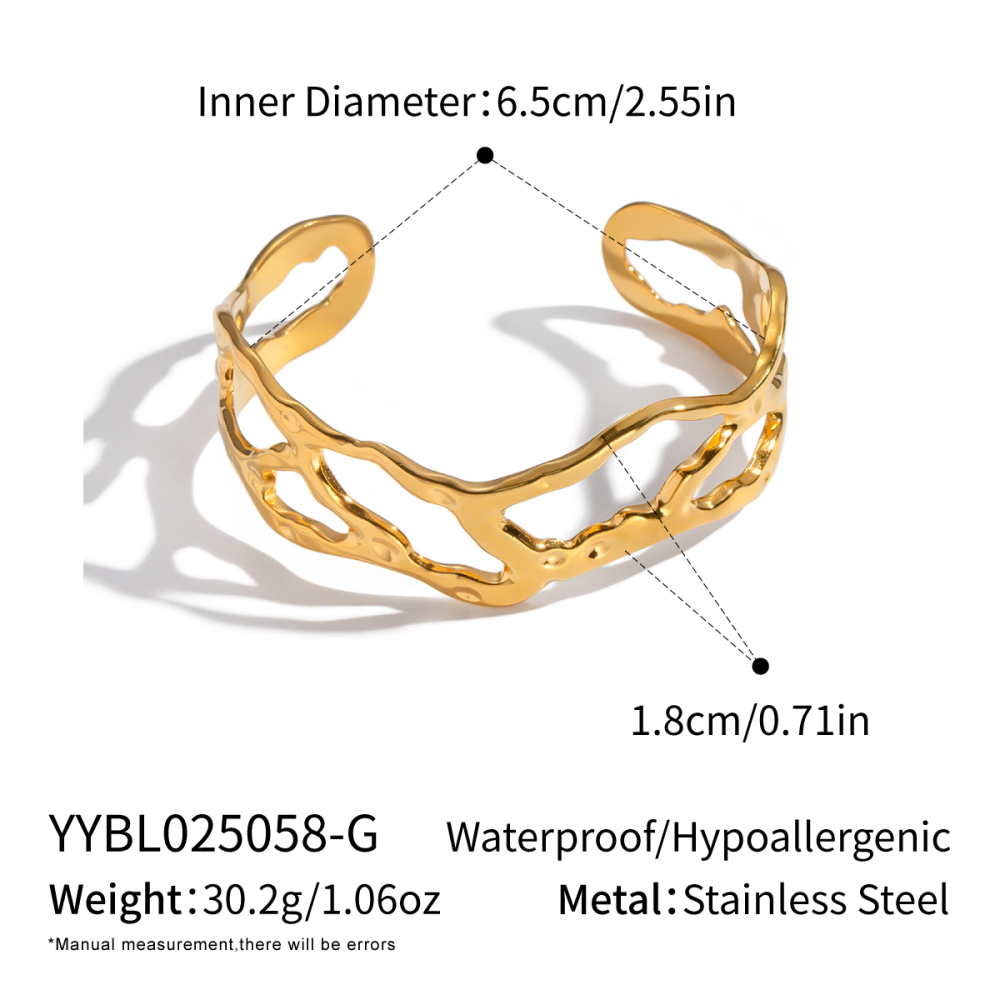 Bracelet Manchette Étanche En Acier Inoxydable Ajouré De Forme Irrégulière (1 Pièce) 