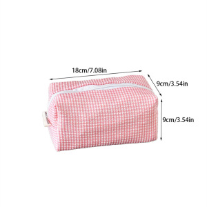 Trousse De Maquillage Simple Et Classique En Polyester À Carreaux, 1 Pièce, Pour Femme h5 Image5