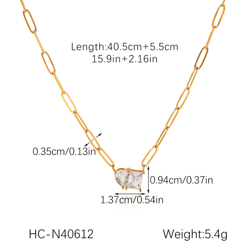 Collier Pendentif Femme Luxueux En Acier Inoxydable Imperméable Avec Zircon, De Forme Irrégulière (1 Pièce) Image2