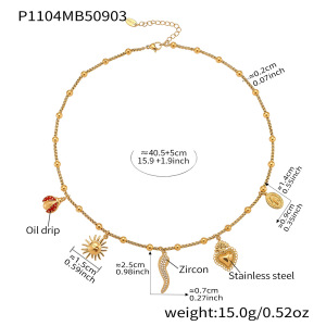 Collier Pendentif Femme Luxueux En Acier Inoxydable Couleur Or, Motif Poivre, 1 Pièce h5