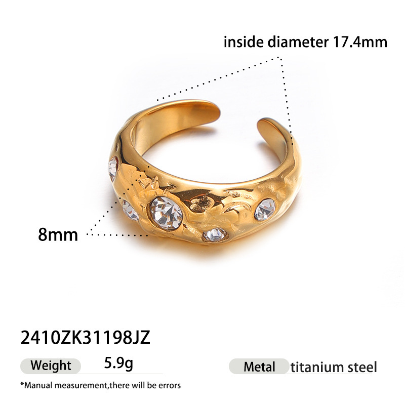 Bague Tendance En Acier Inoxydable Doré, 1 Pièce, En Forme D'Étoile 