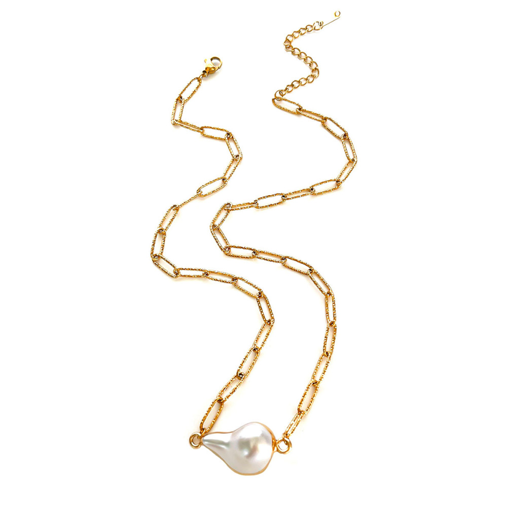 Collier Pendentif Couleur Or Perle 1 Pièce 