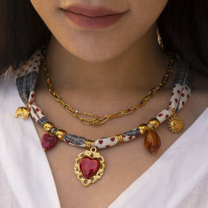 Collier Pendentif Cœur En Acier Inoxydable Étanche Couleur Or h5 Image4