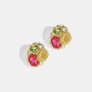 1 Paire De Boucles D'Oreilles À Tige En Alliage À Motif Floral Rétro h5