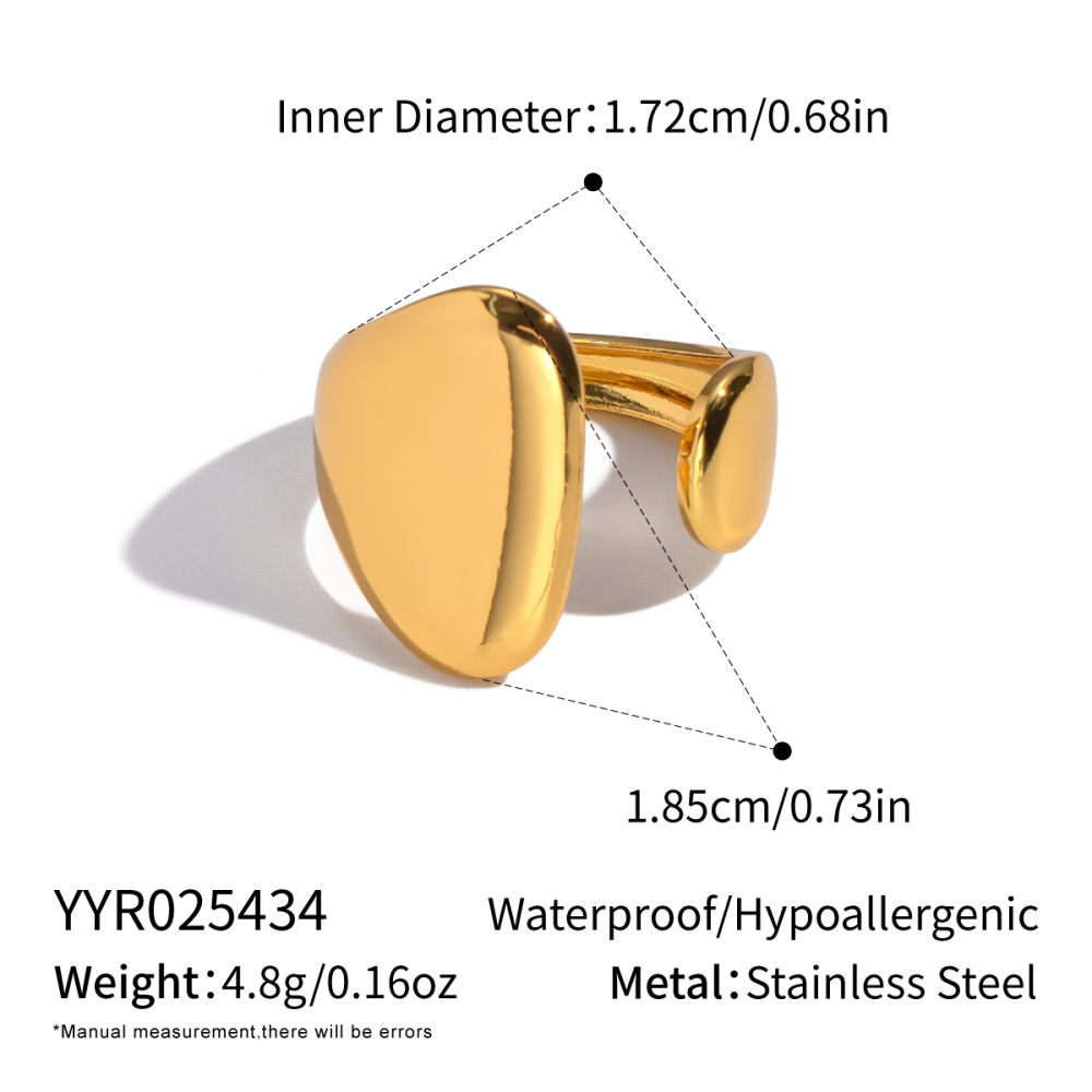 Bague Minimaliste En Acier Inoxydable Doré, De Forme Irrégulière Et Étanche (1 Pièce).