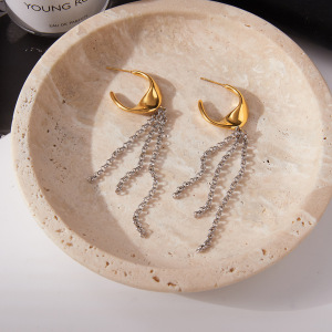 Boucles D'Oreilles Pendantes Minimalistes À Pompons, En Acier Inoxydable Étanche, Couleur Or Et Argent, Pour Femme (1 Paire). h5 Image7