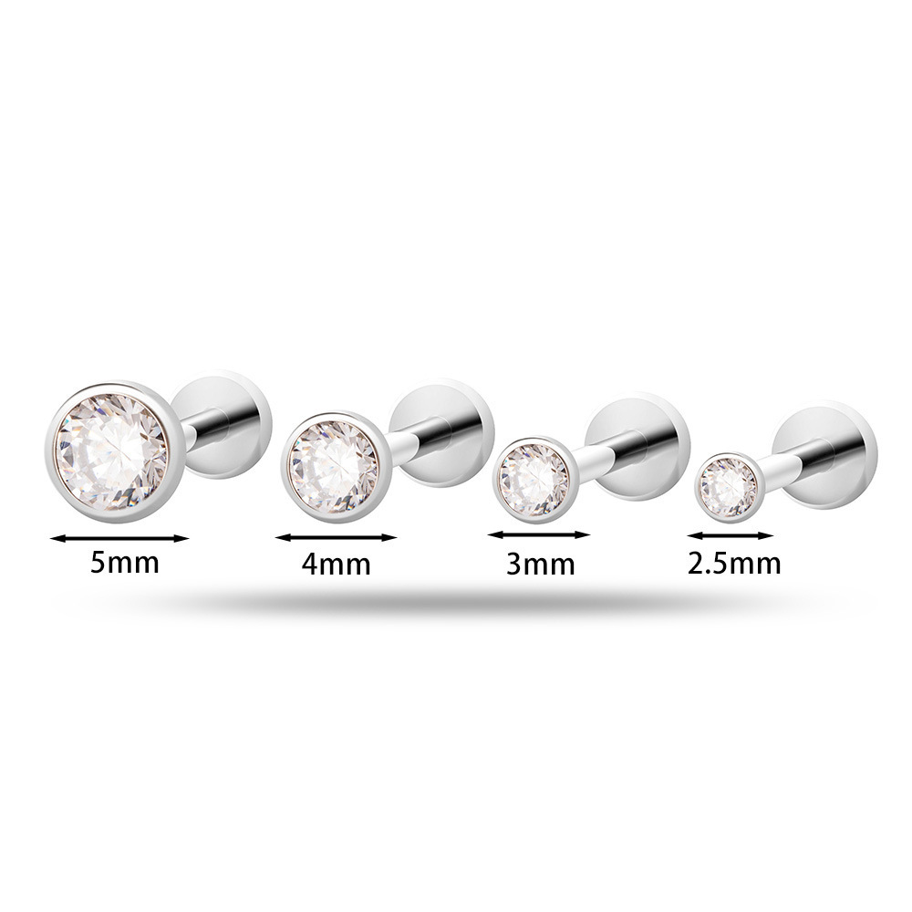 Boucles D'Oreilles Percées Simples En Alliage De Titane Et Zircon Pour Femme, 1 Pièce h5Image5