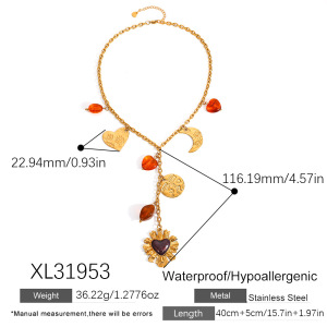 Collier Pendentif Ethnique Quotidien En Forme De Cœur, En Acier Inoxydable Étanche, Pour Femme (1 Pièce) h5 