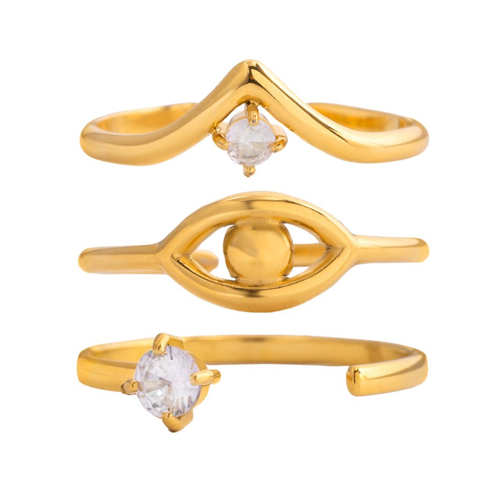 Ensemble De 1 Bague Délicate En Acier Inoxydable, Étanche, Couleur Or, Avec Zircon.