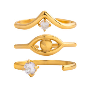 Ensemble De 1 Bague Délicate En Acier Inoxydable, Étanche, Couleur Or, Avec Zircon. h5