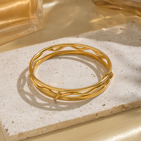 Bracelets ronds en acier inoxydable étanches couleur or