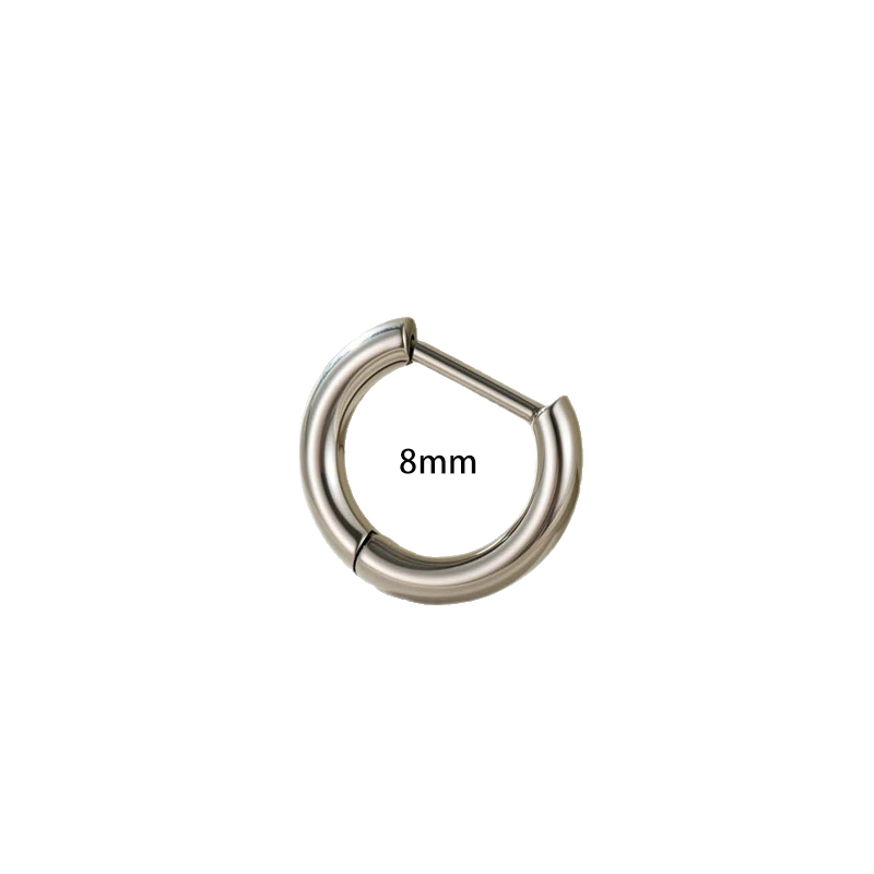 Boucles D'Oreilles Créoles Minimalistes En Alliage De Titane Pour Femme, Forme Annulaire, 1 Pièce Image2