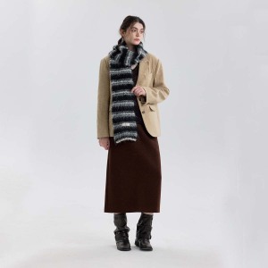 1 Écharpe D'Hiver En Polyester À Rayures Charmantes Pour Femme h5 Image4