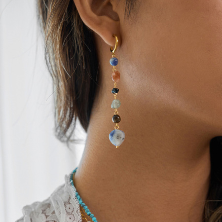 Boucles d'oreilles pour femme, perles en pierre naturelle de forme irrégulière, acier inoxydable, étanches (1 pièce) 2