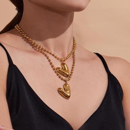 Collier pendentif minimaliste en forme de cœur, en acier inoxydable étanche, couleur or, pour femme
