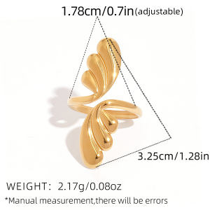 Bague Tendance En Acier Inoxydable Doré, De Forme Irrégulière Et Imperméable (1 Pièce). h5 Image2