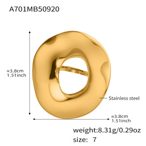 Bague Imposante En Acier Inoxydable Doré, Imperméable, Avec Un Cercle Irrégulier Exagéré (1 Pièce). h5 Image2