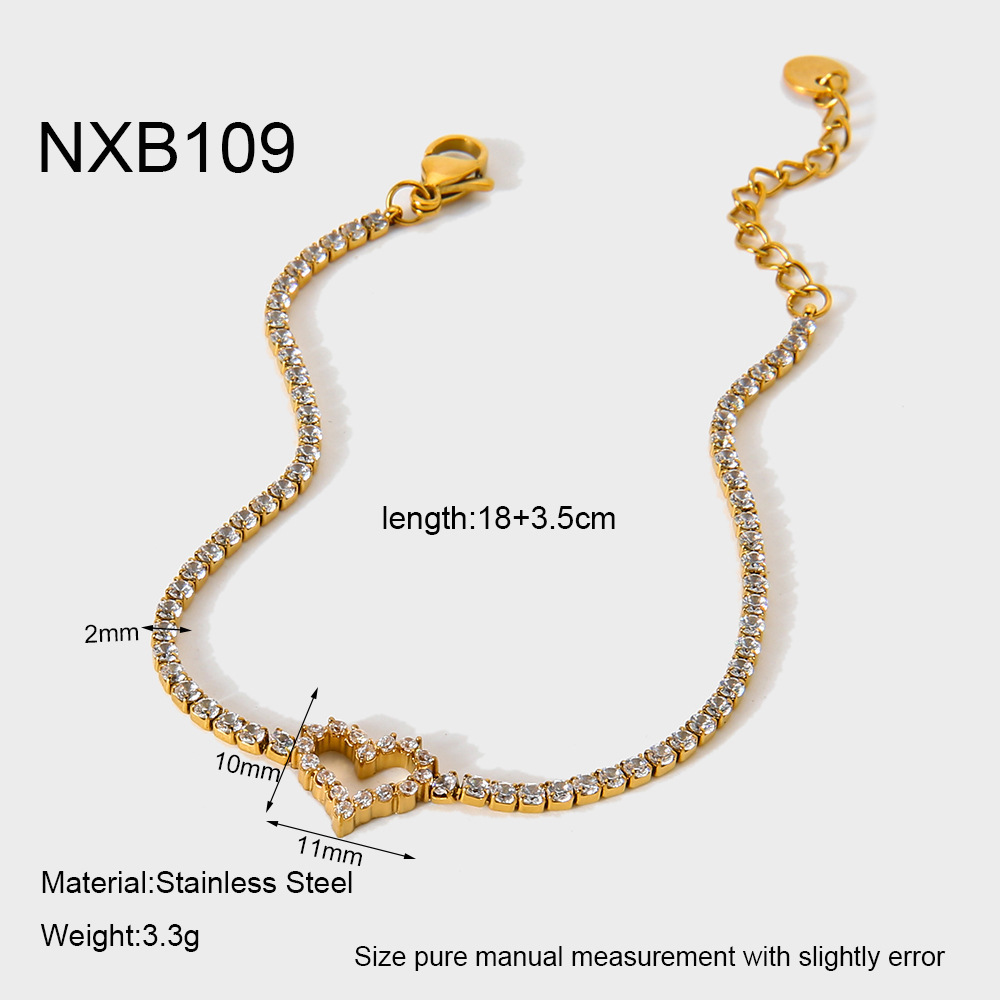 Bracelet À Maillons Pour Femme, En Acier Inoxydable Doré, Avec Motif Cœur (1 Pièce).