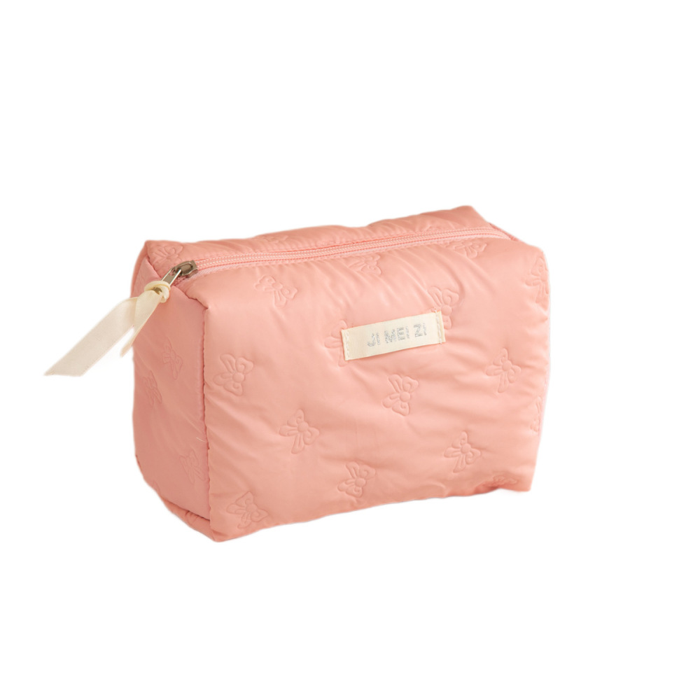 Trousse De Maquillage Simple Et Décontractée En Pu Pour Femme, Couleur Unie, 1 Pièce h5Image5