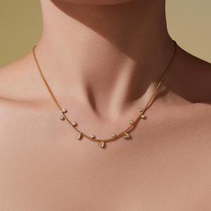 Collier Pendentif Femme En Forme De Cœur Délicat Et Mignon, En Acier Inoxydable Étanche, Couleur Or, Avec Zircon. h5 Image2