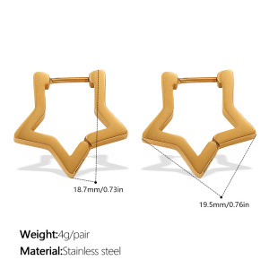 1 Paire De Boucles D'Oreilles Créoles En Acier Inoxydable Doré, Étanches, En Forme D'Étoile h5 