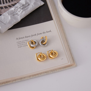 1 Paire De Boucles D'Oreilles Créoles Simples En Acier Inoxydable, Couleurs Or Et Argent, Étanches, Pour Femmes h5 Image6