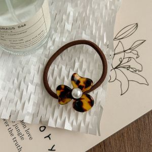 1 Élastique À Cheveux En Acétate Pour Femme, Série Simple, Motif Floral Rétro Dégradé De Couleurs h5 