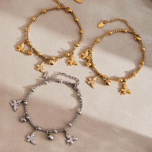 Ensembles De Bijoux Élégants Pour Femmes, En Acier Inoxydable, Imperméables, Couleur Or, Avec Zircon Et Motif Papillon. h5 Image7