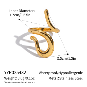 Bague Minimaliste En Acier Inoxydable Doré, Étanche, De Forme Irrégulière (1 Pièce). h5 