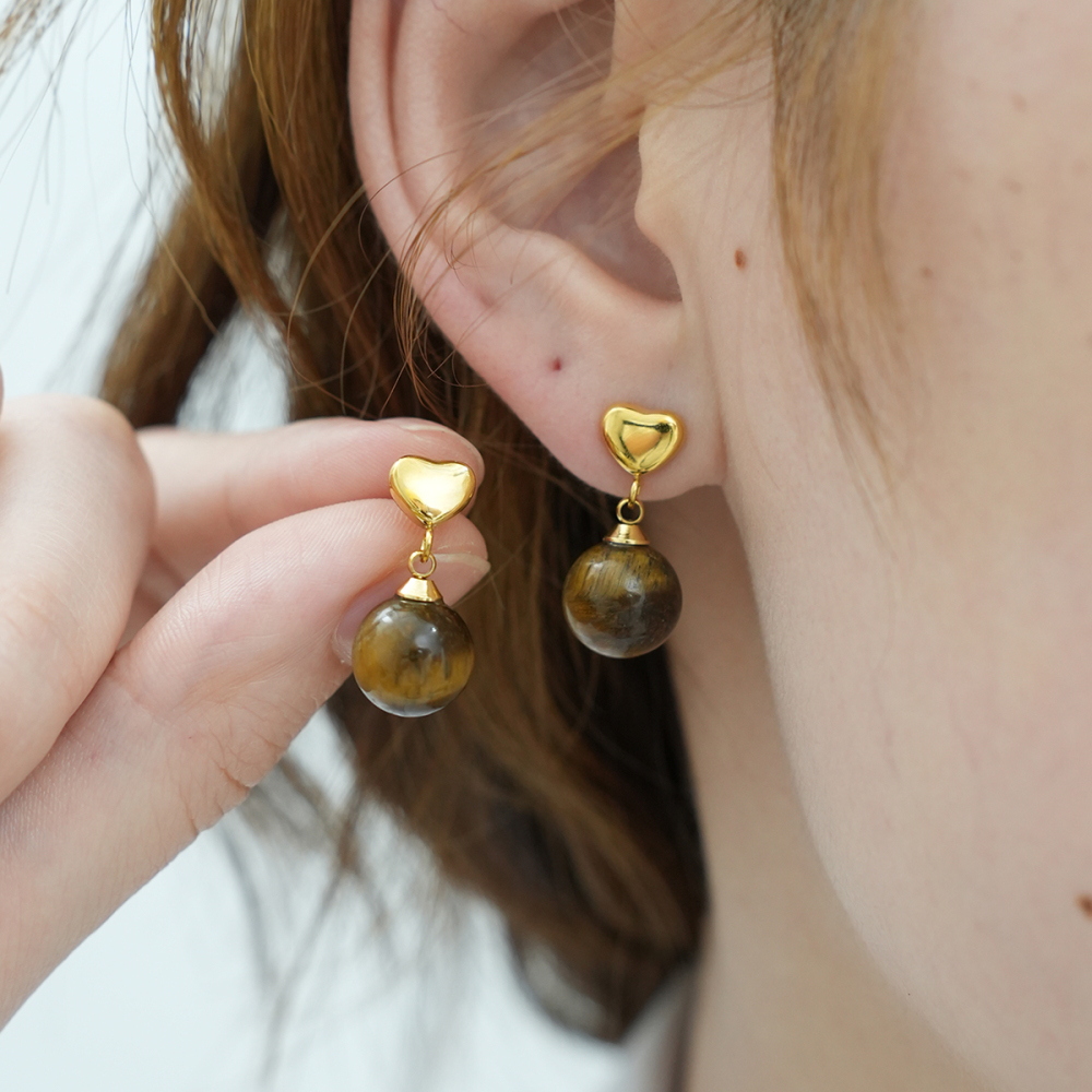 1 Paire De Boucles D'Oreilles Puces Rétro Rondes En Acier Inoxydable Étanche Couleur Or Pour Femme Image5