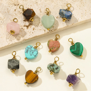 Pendentif Classique En Forme De Cœur Irrégulier, Pierres Naturelles, Couleur Or, Pour Femme h5 Image5