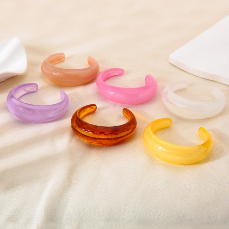 Bracelet manchette pour femme en résine dégradé de couleurs, série simple, 1 pièce