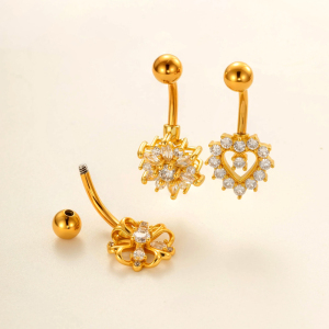 Piercing De Nombril Délicat En Forme De Papillon, Couleur Cuivre Et Or, Zircon h5 Image4