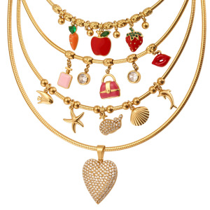 Collier Pendentif Femme En Acier Inoxydable Doré, Motif Fruit Mignon (1 Pièce) h5 Image6